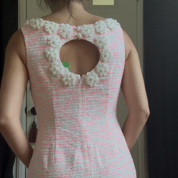 Lilly Pulitzer Pink and White Tweed Boucle and Pearl Nina Dress - Picture 12 of 14